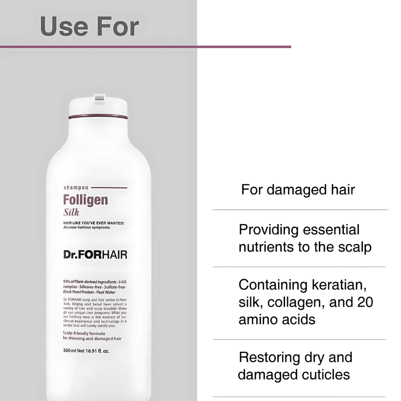 DR FOR HAIR - Folligen Silk Shampoo 500ml