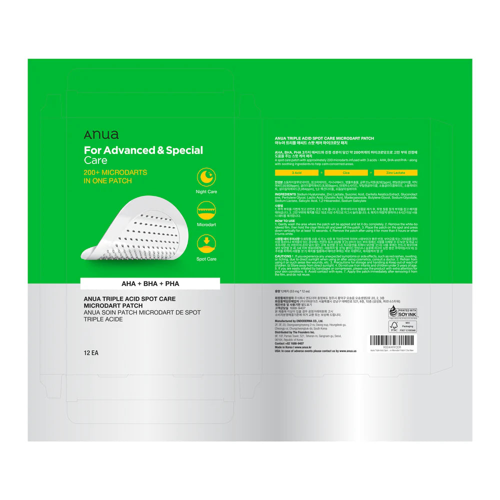 ANUA Triple Acid Spot Care Microdart Patch 12/Pack