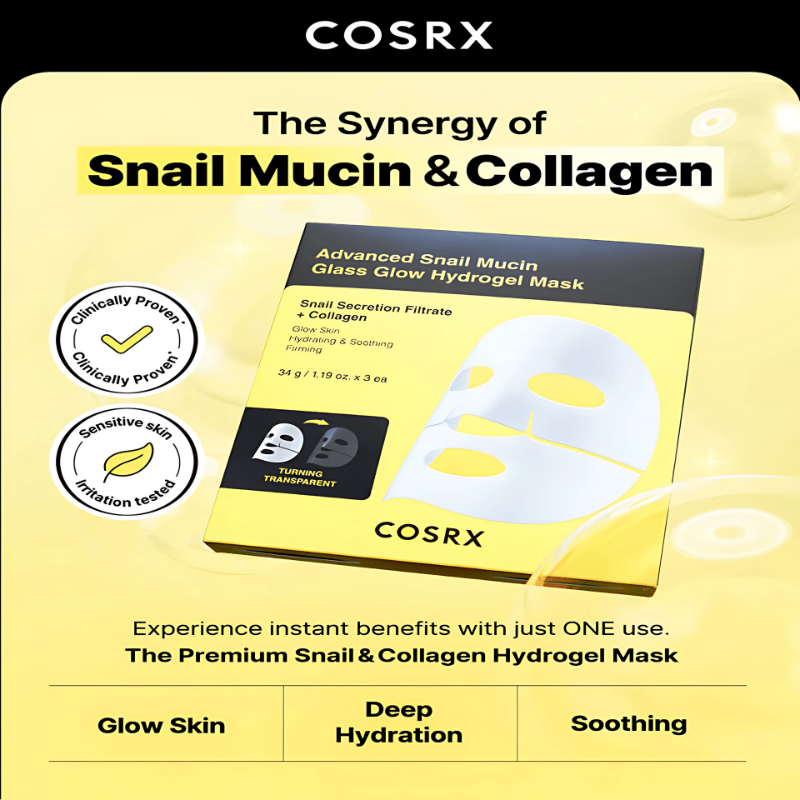 COSRX - Advanced Snail Mucin Glass Glow Hydrogel Mask x 3 Mask / Pack