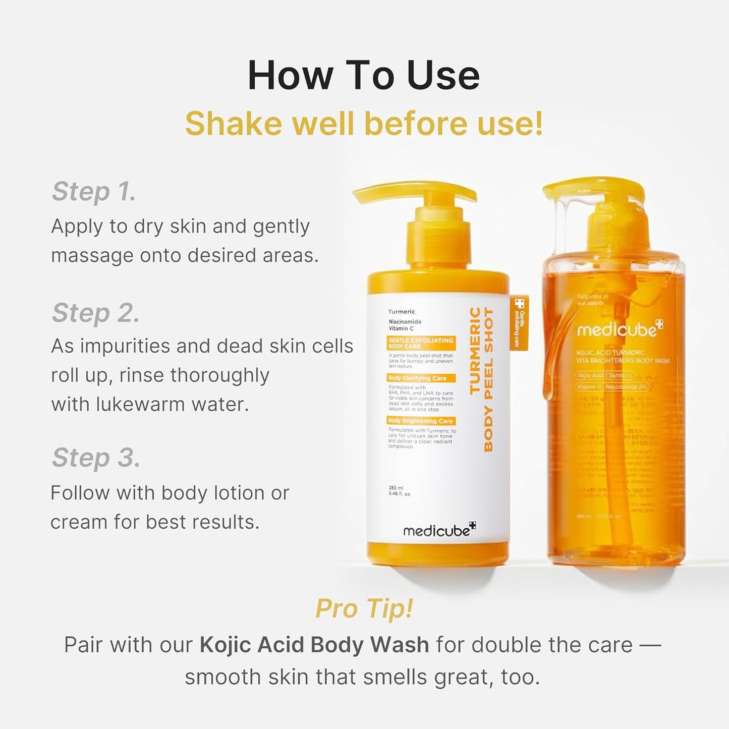 MEDICUBE - KOJIC ACID TURMERIC VITA BRIGHTENING BODY WASH 400ml